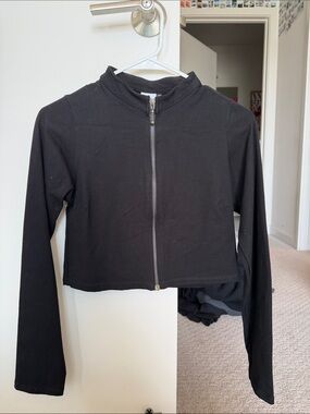 Black Cropped Zip Jacket - Women
